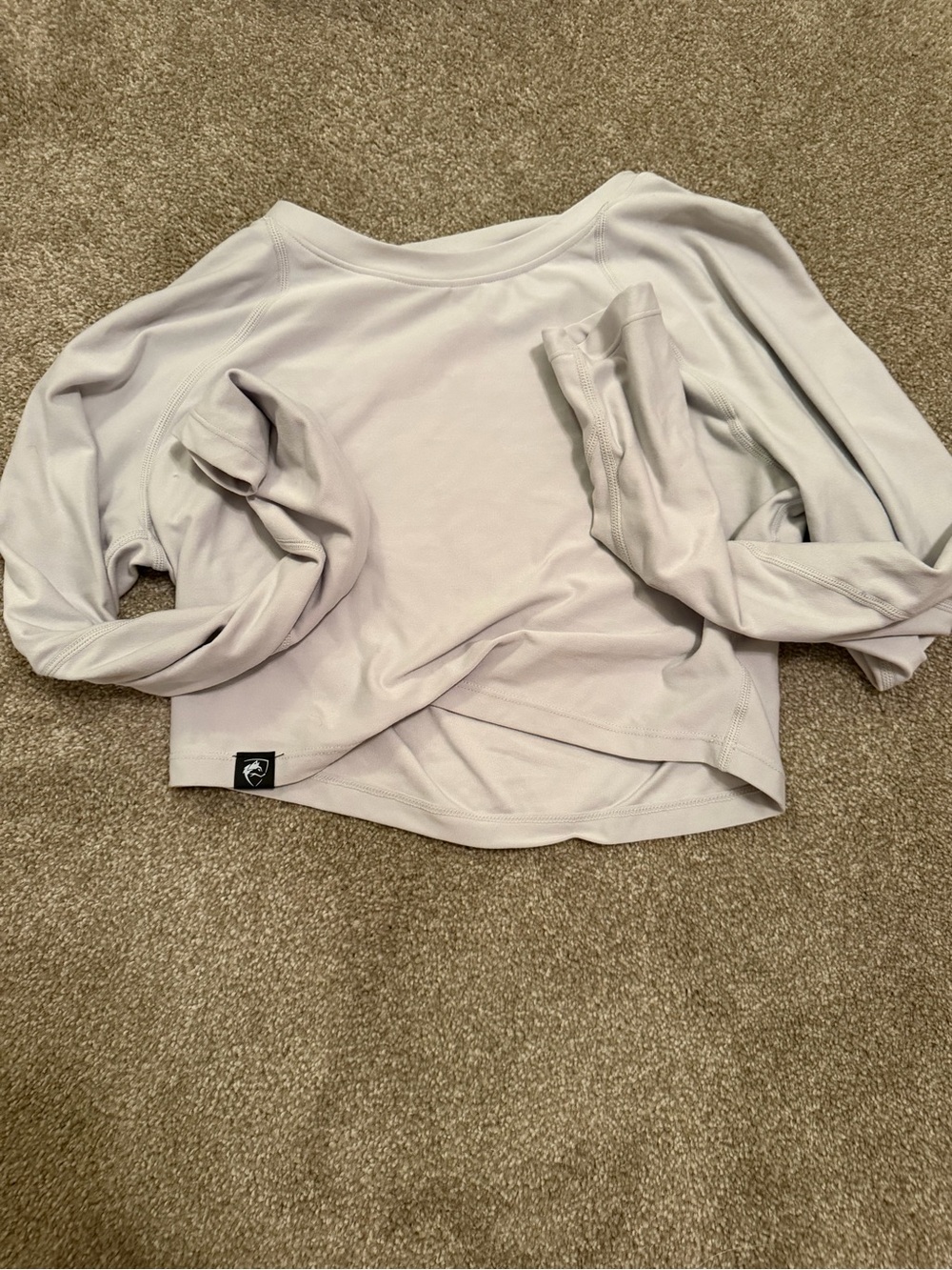 Women’s Long Sleeve Crop Top in Light Gray